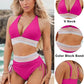 👙 High Waisted Tummy Control Color Block Bikini Sets