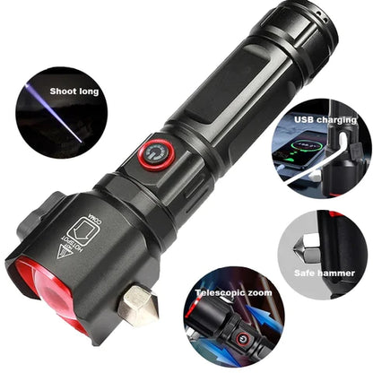 White Laser Flashlight LED (Super Bright Long Range - Safety Hammer)