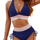 👙 High Waisted Tummy Control Color Block Bikini Sets