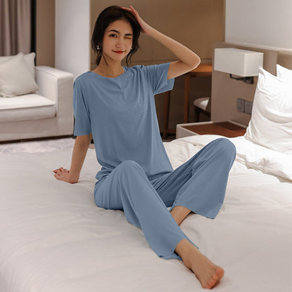 Casual Solid Color Stretch Loungewear 2 Piece Set