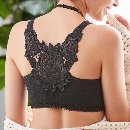 🔥HOT SALE🔥Rose Embroidery Front Closure Wirefree Bra