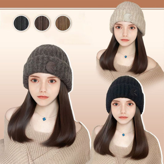 Women’s Knitted Beanie Hat with Hair Extension