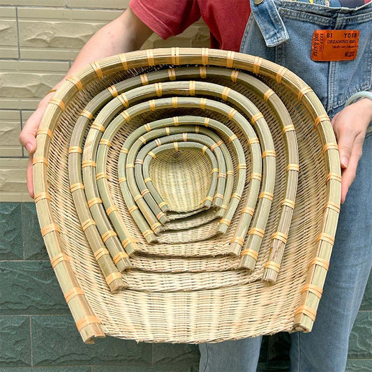 Hand-Woven Bamboo Basket - Drainage Basket/Storage Vegetable Basket