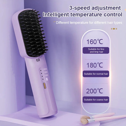 Portable cordless mini hair straightening comb - Negative ions do not hurt hair